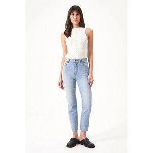 Rollas Dusters High Rise Slim Jeans Old Stone Light Wash Denim Cotton Size 28